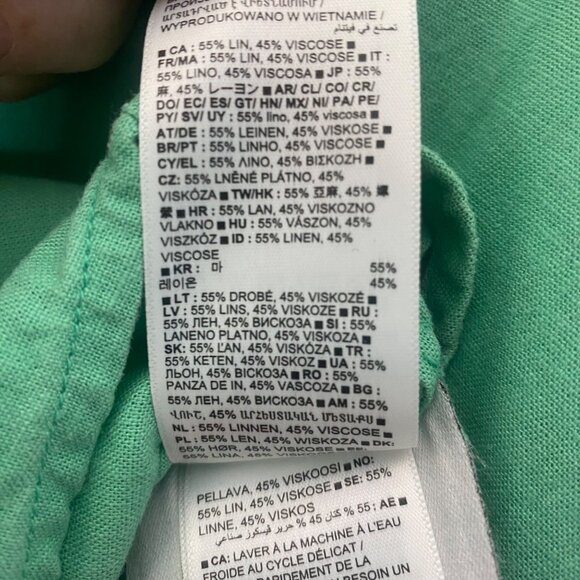 Gap Baby Doll Linen Blend Top Womens Size XXL Green Puff Sleeve Peasant Boho - Picture 7 of 8